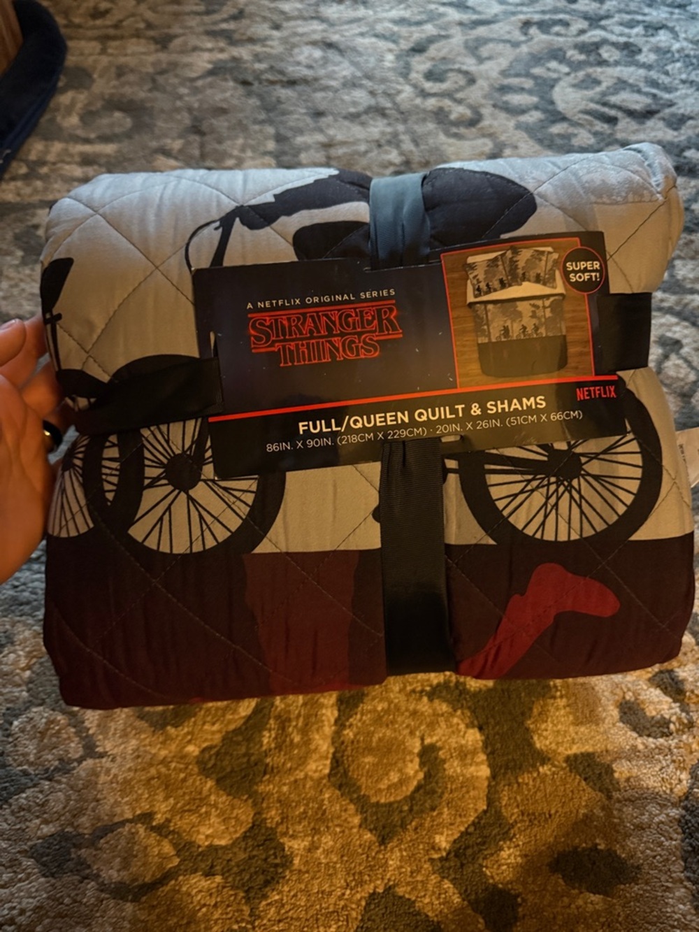 Netflix Stranger Things Full/Queen Quilt & Shams - Gray, Black, Maroon